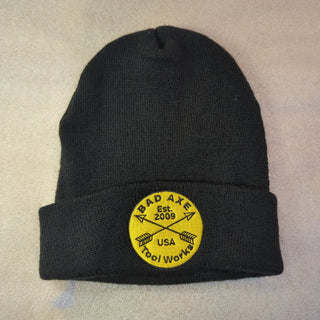 Bad Axe Beanie Hat Black Gold Logo 1