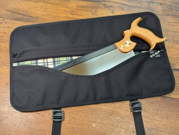 a small backsaw inside of our black saw tool bag