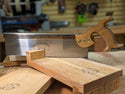12 inch hybrid small tenon saw with a white oak handle, nickel back and brass fasteners