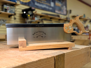 14 inch sash saw with brass fasteners and a white oak handle