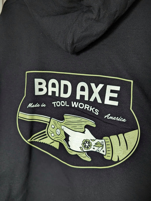Bad Axe Saw Hoodie Double-Lined Hood Back Close 1