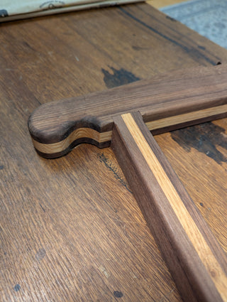 Finished Frame Saw - Walnut with Red Oak Pinstriping
