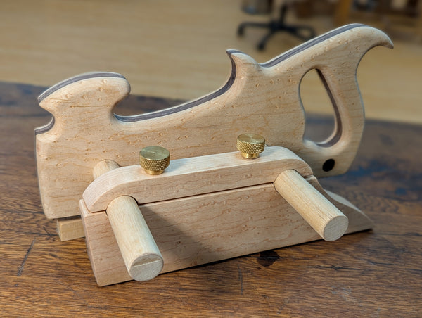 Premium Bad Axe Finished Kerfing Plane- Maple w/ Walnut Pinstriping